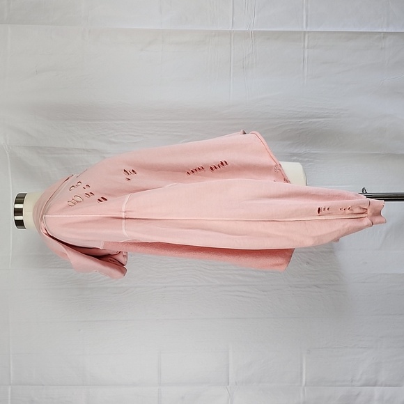 Lily & Lottie Oversized Drop Shoulder Blush Pink Destructed Pullover Hoodie L - Picture 5 of 10